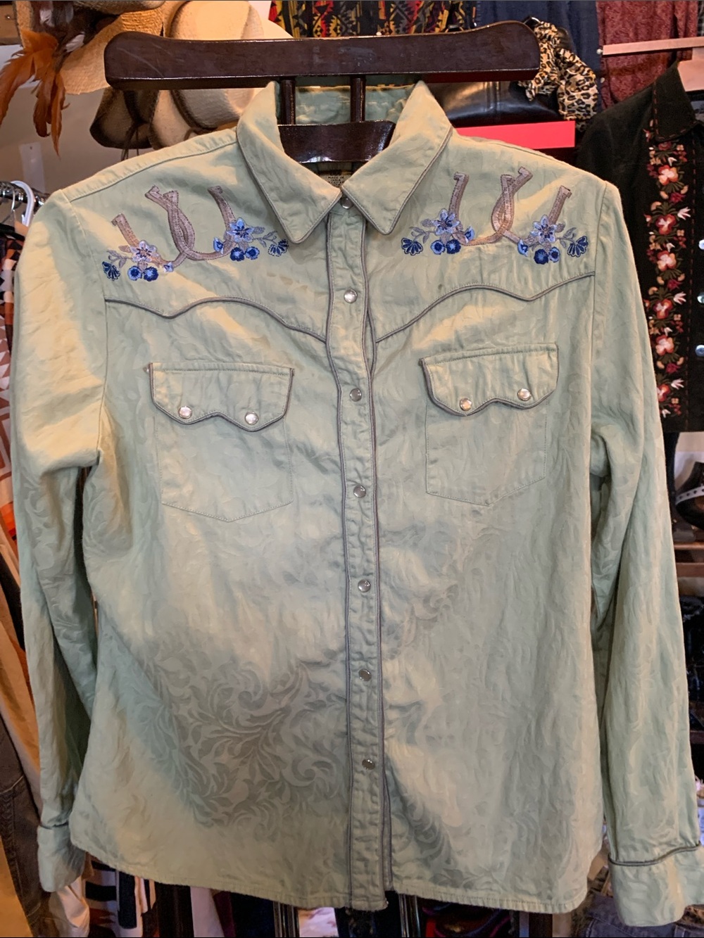 Wrangler Mint Green Cotton Button-Down Shirt